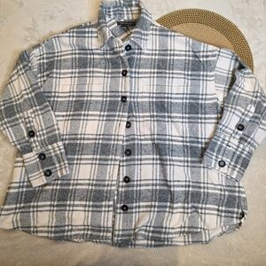 French Connection Gray and White Plaid Shacket